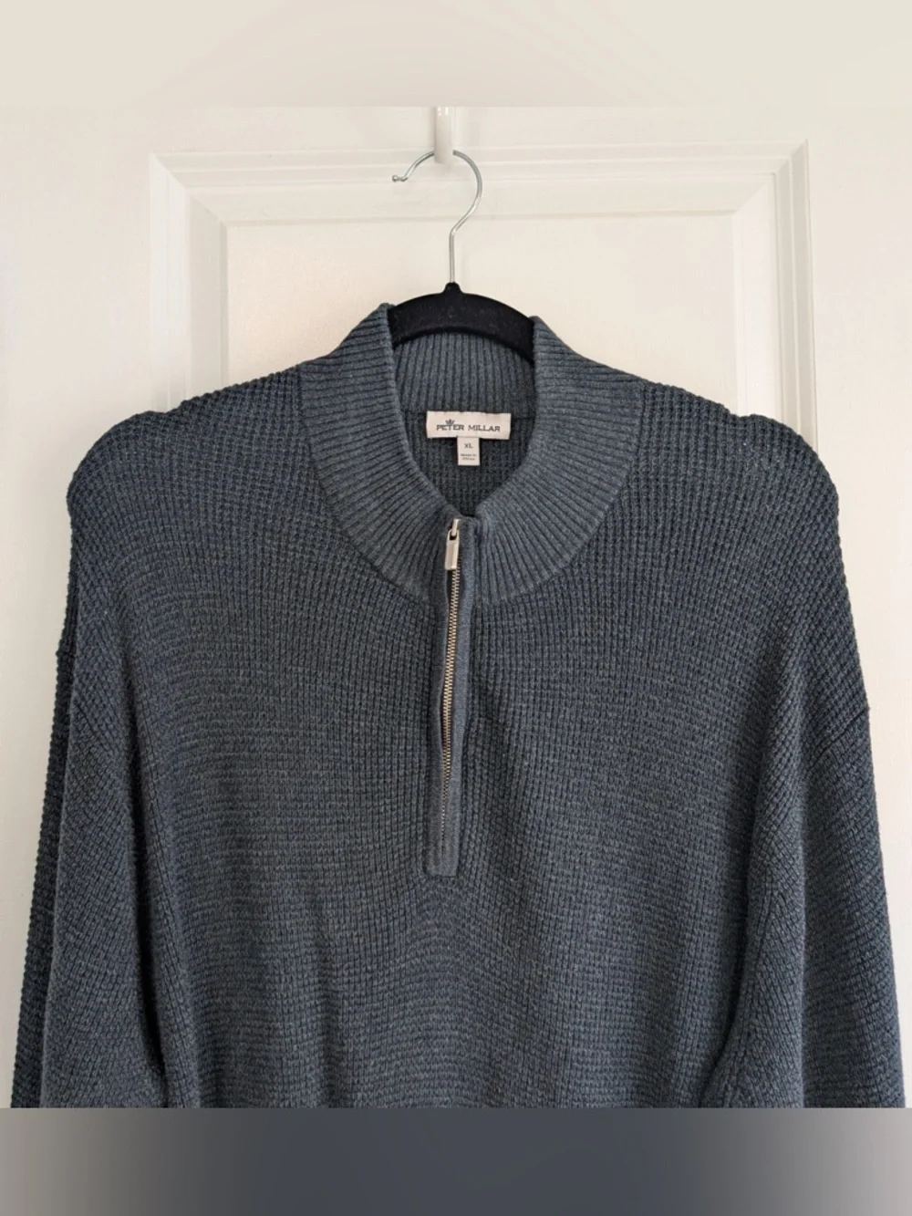 Peter Millar Men's Kitts Twisted 1/4 Zip Balsam Wool Cotton Sweater Sz XL